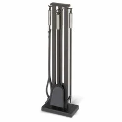 Pilgrim Contemporary Matte Black Fireplace Tool Set - 5pc