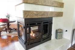 Santa Monica Rectangular U-Shape Fireplace Door - Wrought Iron