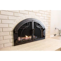 Mavericks Arched Fireplace Door - Wrought Iron