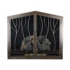 Redwood Arched Fireplace Door - Wrought Iron