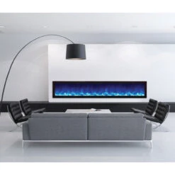 88" Panorama Slim Electric Fireplace BI-88-SLIM - Amantii -Fireplace Shop BI 88 Slim Blue Living Room web 01149.1576884484