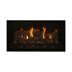 Bellingham 44 Rectangular Gas Fireplace - Kozy Heat -Fireplace Shop Bellingham44 Blk Glass Refractory Panels Kozy Heat web 42719.1605550336
