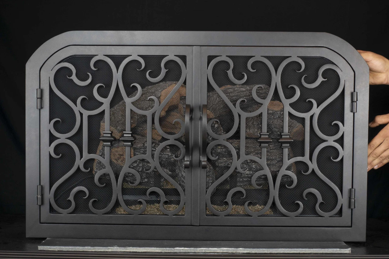 Carlsbad Arched Fireplace Door - Wrought Iron 1 Carlsbad Arched Fireplace Door - Wrought Iron
