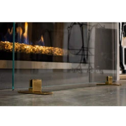 Manhattan Modern Freestanding Glass Fireplace Screen | AMS Fireplace -Fireplace Shop ClearBronzeFeet web 18635.1595894305