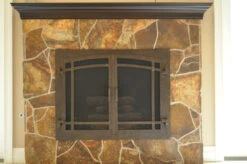 Santa Monica Rectangular Inside Arch Fireplace Door - Wrought Iron