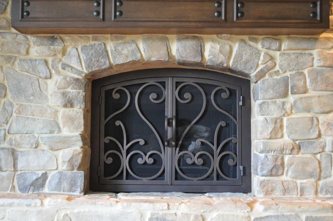 Del Mar Arched Fireplace Door - Wrought Iron 1 Del Mar Arched Fireplace Door - Wrought Iron