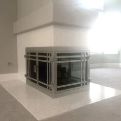 Mission Rectangular U-Shape Fireplace Door - Wrought Iron