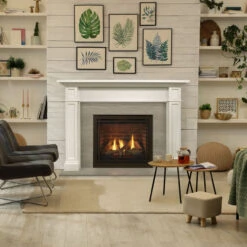 Quartz 36" Direct Vent Gas Fireplace | Majestic -Fireplace Shop Quartz Platinum 36 with bronze contemporary front and tavern brown brick interior panels result 83785.1662646993.1280.1280 72364.1662654692