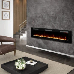 Dimplex Sierra 72" Wall Mount/Built-In Linear Electric Fireplace -Fireplace Shop SIL72 LS Pebbles2 1280 74640.1676402944