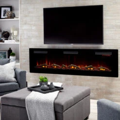 Dimplex Sierra 72" Wall Mount/Built-In Linear Electric Fireplace -Fireplace Shop SIL72 Lifestyle Logs 1280 18776.1676402944