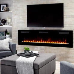 Dimplex Sierra 72" Wall Mount/Built-In Linear Electric Fireplace -Fireplace Shop SIL72 Lifestyle Pebbles 1280 01717.1676402944