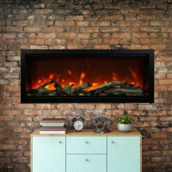 50" Symmetry XT Series Linear Electric Fireplace - Amantii -Fireplace Shop SYM 50XT NoMold YO Rustic Room web 87691.1576697708