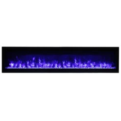 34" Symmetry Series Linear Electric Fireplace - Amantii -Fireplace Shop SYM 74 Mold Blue Glass web 28074.1576711552
