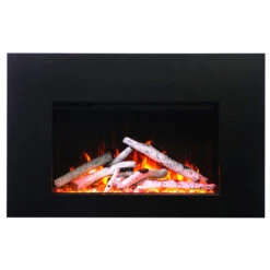 30" Traditional Series Electric Insert Fireplace - Amantii -Fireplace Shop TRD 30 IMG 0342 3 piece trim and birch logset web 90049.1576688607