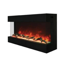 40" Tru-View-XL-DEEP 3 Sided Electronic Fireplace - Amantii -Fireplace Shop Tru40 YO yellow top light LOGS OPEN angle web 26724.1576870971