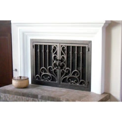 Arcadia Rectangular Fireplace Door - Wrought Iron -Fireplace Shop arcadia 10 rectangular fireplace door web10 98748.1581639489