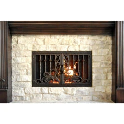 Arcadia Rectangular Fireplace Door - Wrought Iron -Fireplace Shop arcadia 10 rectangular fireplace door web1 00127.1581639489