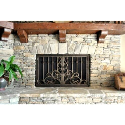 Arcadia Rectangular Fireplace Door - Wrought Iron -Fireplace Shop arcadia 10 rectangular fireplace door web7 24656.1581639491