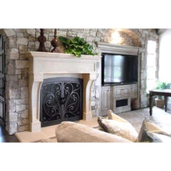 Azalea Arched Fireplace Door - Wrought Iron