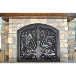 Azalea Arched Fireplace Door - Wrought Iron -Fireplace Shop azalea 6 arch web4 53287.1582825351