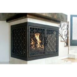 Batista Rectangular U-Shape Fireplace Door - Wrought Iron