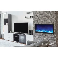 40" Panorama Slim Electric Fireplace - Amantii -Fireplace Shop bi 40 slim surround blue room 04704.1653054702