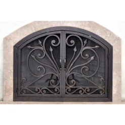 Big Sur Arched Fireplace Door - Wrought Iron