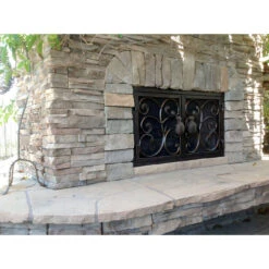 Breeze Rectangular Fireplace Door - Wrought Iron