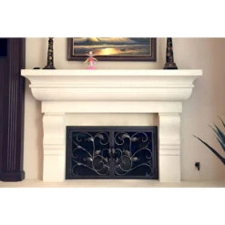 Camellia Rectangular Fireplace Door - Wrought Iron -Fireplace Shop camelia 49 fireplace door web2 21279.1655848294