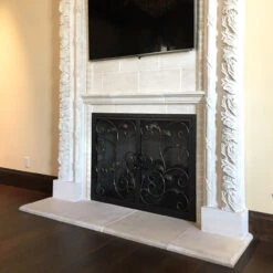 Camellia Rectangular Fireplace Door - Wrought Iron -Fireplace Shop camellia 49 fireplace door web4 08679.1655848294