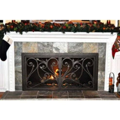 Catalina Rectangular Fireplace Door - Wrought Iron -Fireplace Shop catalina 14 rectangular fireplace door web2 36972.1574812716