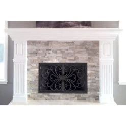 Classic Rectangular Fireplace Door - Wrought Iron