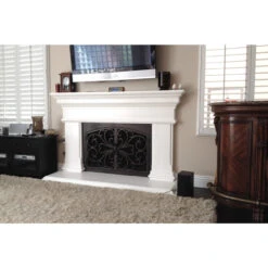 Classic Rectangular Inside Arch Fireplace Door - Wrought Iron