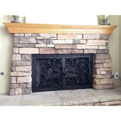 Classic Rectangular Fireplace Door - Wrought Iron -Fireplace Shop classic 1 fireplace door stone 32112.1582137181