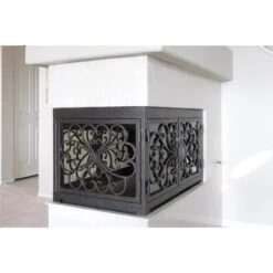 Classic Rectangular U-Shape Fireplace Door - Wrought Iron