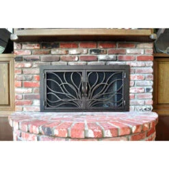 Coral Rectangular Fireplace Door - Wrought Iron -Fireplace Shop coral 15 rectangular fireplace door web2 66395.1574815872