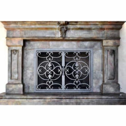 Courtyard Rectangular Fireplace Door- Wrought Iron