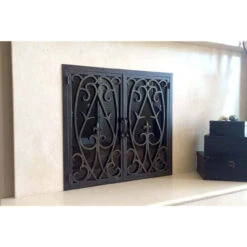 Dawas Rectangular Fireplace Door - Wrought Iron