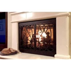 Dawas Rectangular Fireplace Door - Wrought Iron -Fireplace Shop dawas 41 fireplace door web3 29675.1574813198