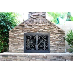 Del Mar Rectangular Fireplace Door - Wrought Iron -Fireplace Shop del mar 12 rectangular fireplace door web2 18577.1575310733