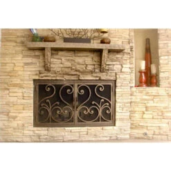 Del Mar Rectangular Fireplace Door - Wrought Iron -Fireplace Shop del mar 12 rectangular fireplace door web3 79380.1575310733