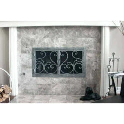 Del Mar Rectangular Fireplace Door - Wrought Iron -Fireplace Shop del mar 12 rectangular fireplace door web4 03274.1575310733