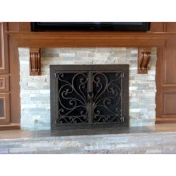 Faraday Rectangular Fireplace Door - Wrought Iron -Fireplace Shop faraday 7 03 61308.1581637986