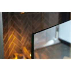 Manhattan Modern Freestanding Glass Fireplace Screen | AMS Fireplace -Fireplace Shop glass screen ams fireplace 3 web 69469.1574117834