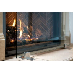 Manhattan Modern Freestanding Glass Fireplace Screen | AMS Fireplace