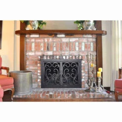 Kabuto Rectangular Fireplace Door - Wrought Iron