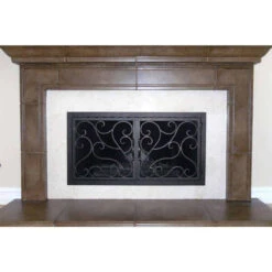 La Jolla Rectangular Fireplace Door - Wrought Iron