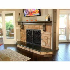 La Jolla Rectangular Fireplace Door - Wrought Iron -Fireplace Shop la jolla 44 fireplace door web4 46765.1575310541