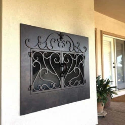 La Jolla Rectangular Fireplace Door - Wrought Iron -Fireplace Shop la jolla 44 fireplace door web5 43743.1575310541