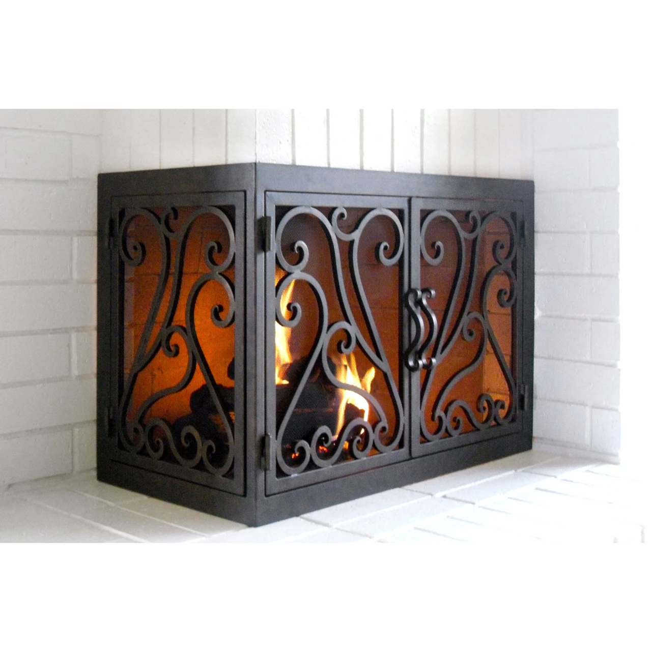 La Jolla Rectangular L-Shape Fireplace Door - Wrought Iron 2 La Jolla Rectangular L-Shape Fireplace Door - Wrought Iron - Image 2